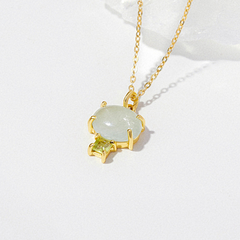 Dây Chuyền Bạc 925 Mặt Tròn Đính Đá Ngọc Hải Lam Aquamarine Tự Nhiên - VSN507