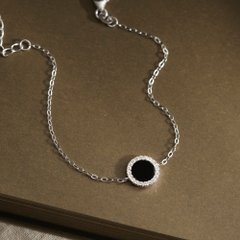 Vòng Tay Bạc 925 Đính Đá Đen Tự Nhiên Black Onyx Halo - VUB500