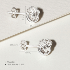 (1 Cái) Hoa Tai Bạc 925 Dáng Nụ Sợi Kết Nối Knot - VUE501