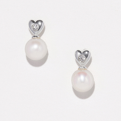 Bông Tai Bạc 925 Đính Ngọc Trai Tự Nhiên Love Pearl - VUE502