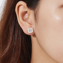 Hoa Tai Bạc 925 Nụ Vuông Đính Đá Square Halo - VUE504