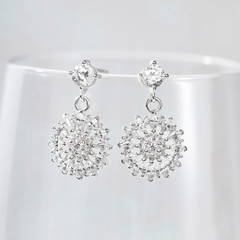 Khuyên Tai Bạc 925 Bông Tuyết Tròn Đính Đá Winter Snow - VUE506