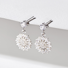 Khuyên Tai Bạc 925 Bông Tuyết Tròn Đính Đá Winter Snow - VUE506