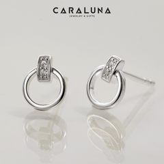 (1 cái) Khuyên Tai Nụ Bạc 925 Hình Tròn Đính Đá Chữ Nhật CZ Trắng-VUE509-L