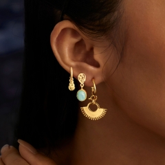 Khuyên Tai Bạc 925 Dáng C-Hoop Drop Hình Bán Quạt - VUE517