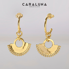 Khuyên Tai Bạc 925 Dáng C-Hoop Drop Hình Bán Quạt - VUE517