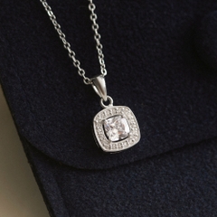 Dây Chuyền Bạc 925 Mặt Vuông Đính Đá Square Halo - VUN501