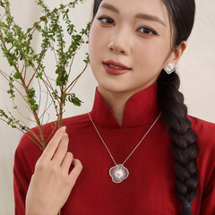 Dây Chuyền Bạc 925 Mặt Ngọc Trai Tự Nhiên Hình Lá Sen Cỡ Lớn Luxury Pearls - VUN503