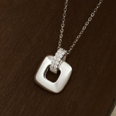 Mặt Dây Chuyền Bạc 925 Mặt Vuông Rỗng Đính Đá Lấp Lánh - VUP506