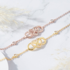 Quà Tặng 8/3 Lắc Tay Bạc 925 Trái Tim Vô Cực Đính Đá Mãi Yêu Infinite Love - VYB37