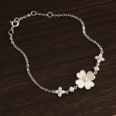 Quà Tặng 8/3 Lắc Tay Bạc 925 Cỏ 4 Lá Trái Tim Trai Xà Cừ - VYB75