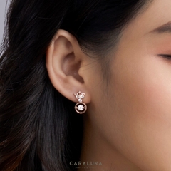 Quà tặng 8/3 Bông Tai Bạc 925 Vương Miện Đá Nhảy Hàn Quốc My Queen - VYE15