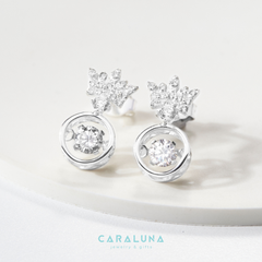 Quà tặng 8/3 Bông Tai Bạc 925 Vương Miện Đá Nhảy Hàn Quốc My Queen - VYE15