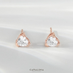 (1 cái) Bông Tai Bạc 925 Nụ Trái Tim Nhỏ Đính Đá Crystal Heart-VYE30-L