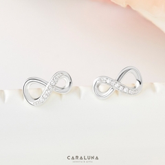 (1 cái) Bông Tai Bạc 925 Nụ Vô Cực Đính Đá Mãi Yêu Infinite Love-VYE32-L