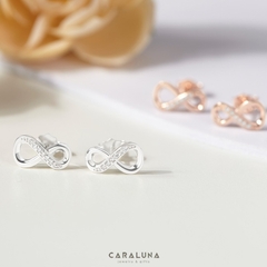 (1 cái) Bông Tai Bạc 925 Nụ Vô Cực Đính Đá Mãi Yêu Infinite Love-VYE32-L