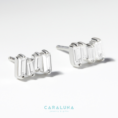 (1 cái) Hoa Tai Bạc 925 Đính Đá Chữ Nhật - Stud Earrings - Shine - VYE500-L