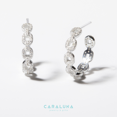 Hoa Tai Bạc 925 Đính Đá - C Hoop Earrings - Connect - VYE502