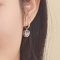 Quà Tặng 8/3 Hoa Tai Bạc 925 Trái Tim Đá Nhảy Bling Heart - VYE51