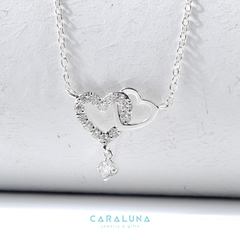 Dây Chuyền Bạc 925 Hai Trái Tim Đính Đá Gắn Kết Heart To Heart - VYN06