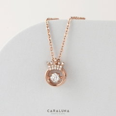 Quà Tặng 8/3 Dây Chuyền Bạc 925 Vương Miện Đá Nhảy Hàn Quốc My Queen - Mặt Tròn Vương Miện - VYN13