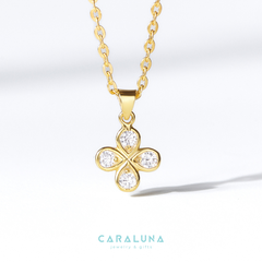 Quà Tặng 8/3 Dây Chuyền Vàng 10K Cỏ 4 Lá Đính Kim Cương Moissanite 4 Leaf Clover - VYN50V