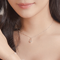 Dây Chuyền Đôi Cho Nữ Bạc 925 Ổ Khóa Trái Tim Đính Đá Heart Lock - VYN58 *