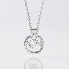 Quà Tặng 8/3 Dây Chuyền Bạc 925 Hình Nhẫn Cầu Hôn Đá Nhảy Ring Dancing Stone Necklace - VYN70