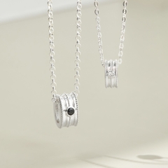 Dây Chuyền Nam Bạc 925 Mặt Ống Trụ Đính Đá Đen Tube Necklace - VYN73