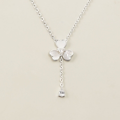 Quà Tặng 8/3 Dây Chuyền Lariat Bạc 925 Cỏ 4 Lá Trái Tim Trai Xà Cừ Đính Đá Giọt Nước - VYN75