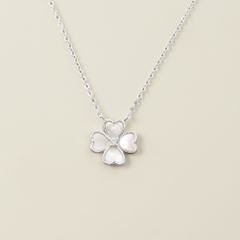 Quà Tặng 8/3 Dây Chuyền Bạc 925 Cỏ 4 Lá Trái Tim Trai Xà Cừ - VYN80