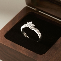 Quà Tặng 8/3 Nhẫn Freesize Bạc 925 Xoắn Vô Cực Đính Đá Cho Nữ Đeo Cặp Đôi Bond Ring - VYR13