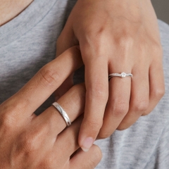 ( Một Cặp ) Nhẫn Bạc Freesize Vòm Đính Đá Chìm Và Nhẫn Dáng Voát Đính Đá Lấp Lánh VYR22 - VYR23