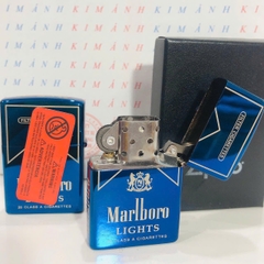 Hộp quẹt, bật lửa ZIPPO chủ đề Marlboro màu xanh, Kim Ánh nhập hàng cao cấp vỏ bằng đồng có dán tem đỏ