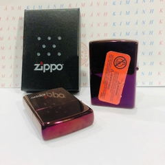 Bật lửa, hộp quẹt ZIPPO màu Tím mộc đáy La Mã loại trơn bóng, Kim Ánh nhập hàng cao cấp vỏ bằng đồng có dán tem đỏ