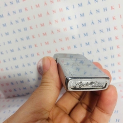 Bật lửa Zippo Mỹ Slim khắc laser LOVE RUSS & CHERI mộc đáy ngược chữ xéo hiếm gặp, sản xuất 1978