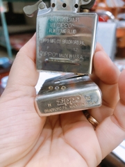 Bật lửa Zippo Mỹ Lacke bạc khắc ăn mòn full nắp Đồng Hồ La Mã, Hàng chính hãng