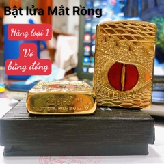 Bật lửa, hộp quẹt Zippo Armor vỏ dầy khắc ăn mòn đổ sơn chủ đề Mắt Rồng Đỏ, Vỏ bằng đồng có tem đỏ