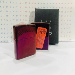 Bật lửa, hộp quẹt ZIPPO màu Tím mộc đáy La Mã loại trơn bóng, Kim Ánh nhập hàng cao cấp vỏ bằng đồng có dán tem đỏ
