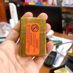Bật lửa Zippo Mỹ Antique Brass mã 201FB Màu Vàng Giả Cổ, Hàng chính hãng