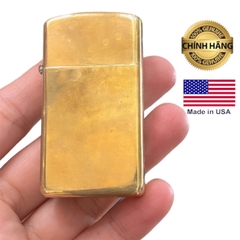 Bật lửa Zippo Mỹ Slim Brass Chu niên 32-89  Play trơn đơn giản, Hàng chính hãng