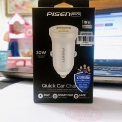 Sạc xe hơi PISEN Quick Mini Dual Port QP 30W Car (A18W+C30W), Quét mã QR bảo hành 18 tháng