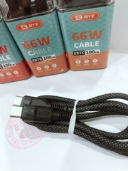 Dây sạc nhanh BYZ X97C công suất 66W, chân cắm Type C ra Type C, dây vải dù chắc chắn và chống rối, Hàng chính hãng