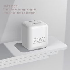 Cóc sạc nhanh PISEN Quick Ice Crystal PD 20W siêu nhỏ ( KPD201 ),Màu Trắng sứ - Hàng chính hãng