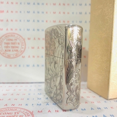 Bật lửa CHIEF Yêu Hoa bạc CF1089YT hàng chính hãng vỏ bằng đồng càng dùng càng sáng bóng theo thời gian