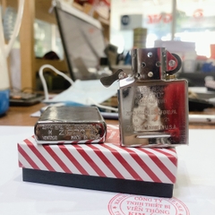 Bật lửa Zippo Mỹ Vintage high polish chrome đầu bằng đít bằng, Box đỏ xưa, Hàng chính hãng