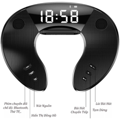 Loa bluetooth cao cấp ST 2020 - Dàn âm thanh karaoke mini - Mặt đồng hồ led cực đẹp - Tặng kèm 2 micro không dây
