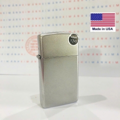 Bật lửa Zippo Slim Satin Chrome mộc đáy ngược, hàng chính hãng có giấy Hải quan gửi kèm đơn hàng