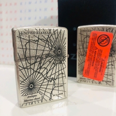 Bật lửa, hộp quẹt ZIPPO chủ đề La Bàn giả cổ, Kim Ánh nhập hàng cao cấp vỏ bằng đồng có dán tem đỏ