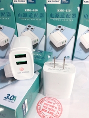 Cóc Sạc Nhanh Kim Cương 3A hiệu KMG 610 có 2 Cổng Sạc Usb - Hàng Chính Hãng